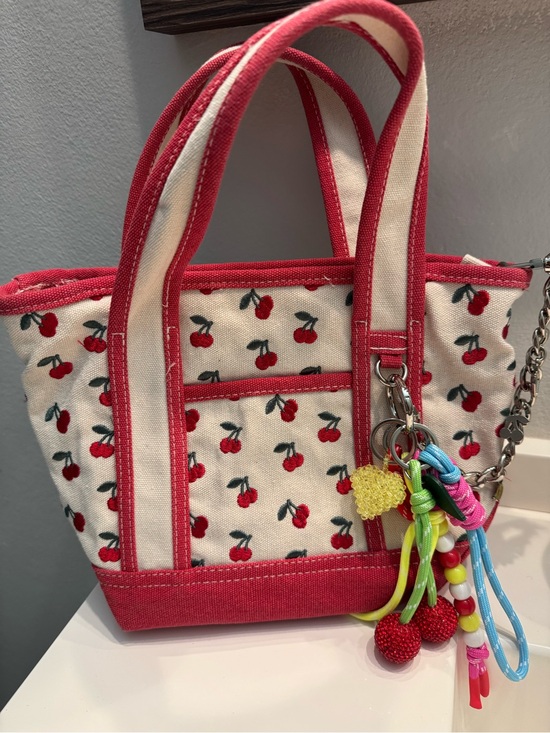 Madden Girl Handbags - Madden Girl Cherry Canvas Tote in Red and Cream